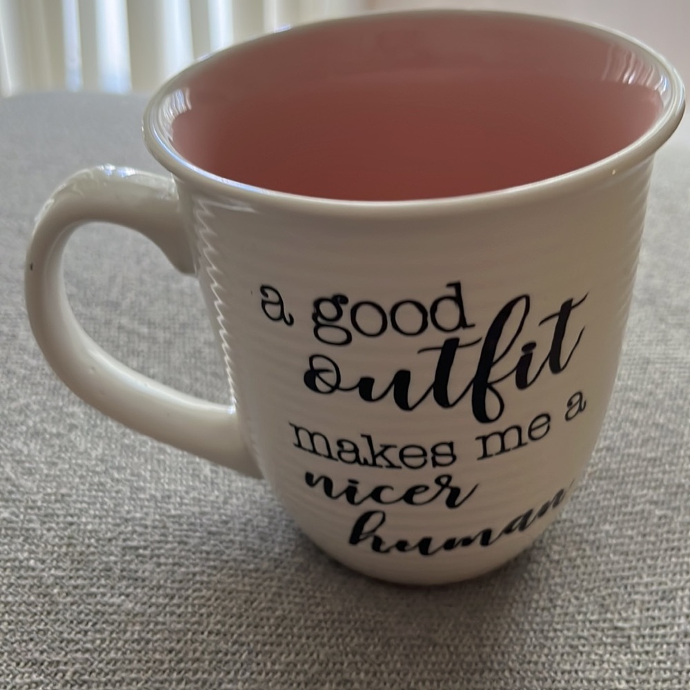 New “a good outfit makes me a nicer human” mug